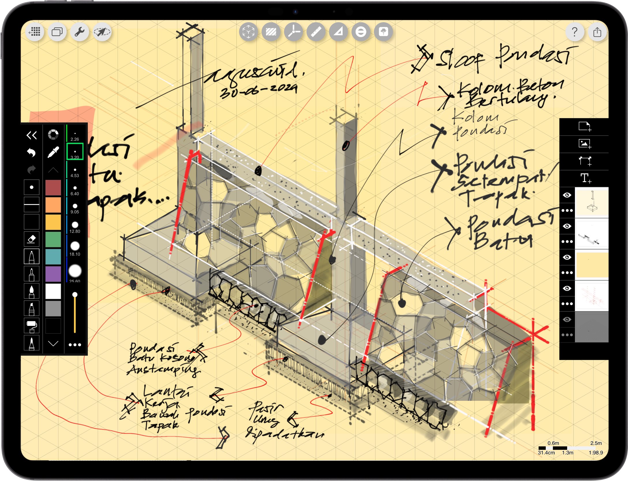 best app for Engineers Contractors_ iPad drawing for Engineering Construction_foundation axon